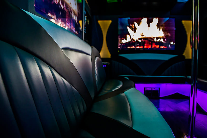 colorful party bus interior