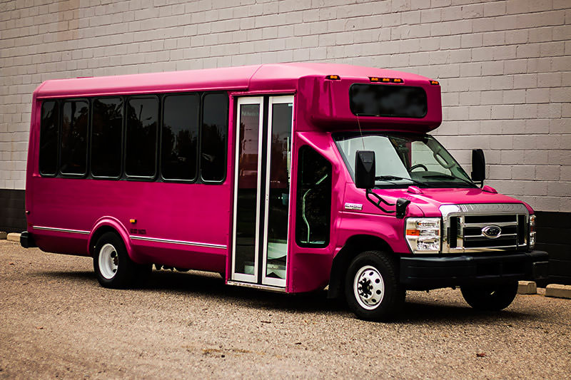 Pink party bus exterior