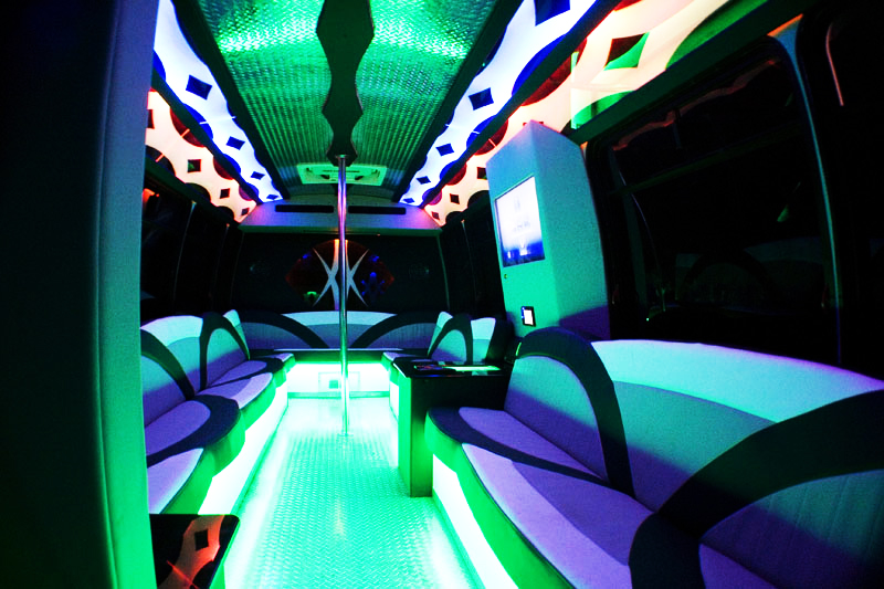 Spacious party bus interior