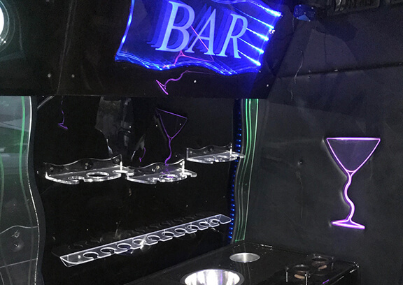 Party bus with bar area